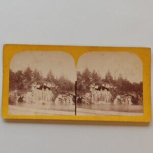 ANTIQUE Stereograph Card Bois de Boulogne the Grand Cascade